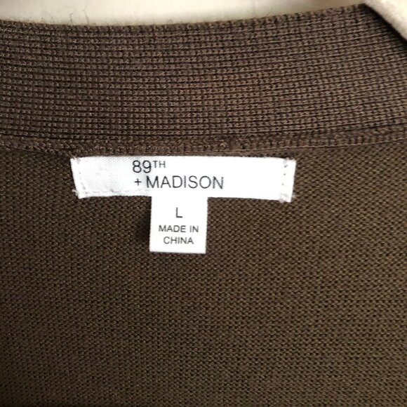 89th and Madison Long "off the shoulder" Cardigan in Olive Green (size large) - Picture 2 of 3